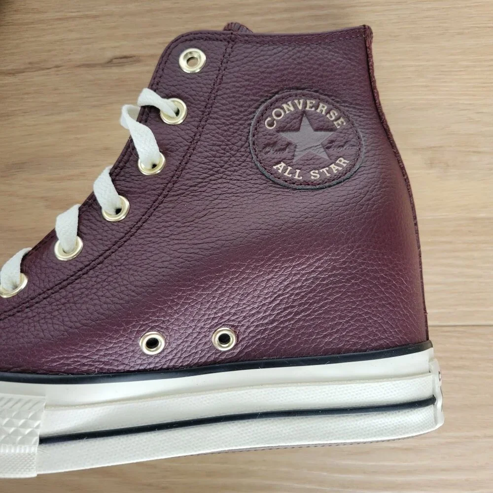 ✨Converse Chuck Taylor All Star Wedge Leather Sz 8 Womens Shoes Burgundy A12349C